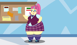 Size: 12712x7442 | Tagged: safe, artist:deathsoul 66, imported from derpibooru, sour sweet, equestria girls, absurd resolution, bbw, clothes, crystal prep academy uniform, fat, female, obese, school uniform, solo, sour slob, ssbbw, story in the source, thighs, thunder thighs, wide hips