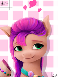 Size: 1626x2162 | Tagged: safe, artist:dedi-p-762, imported from derpibooru, sunny starscout, earth pony, pony, bracelet, bust, cute, female, g5, jewelry, my little pony: a new generation, portrait, solo, sunnybetes