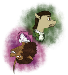 Size: 540x600 | Tagged: safe, artist:viking3ggs, imported from derpibooru, pony, unicorn, alexander hamilton, duo, grin, hamilton, male, ponified, simple background, smiling, stallion, thomas jefferson, transparent background