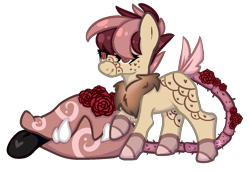 Size: 1309x900 | Tagged: safe, artist:viking3ggs, imported from derpibooru, oc, oc only, original species, plant pony, pony, :p, augmented, augmented tail, chest fluff, closed species, fangs, flower, plant, raised hoof, rose, simple background, tail, tongue out, transparent background