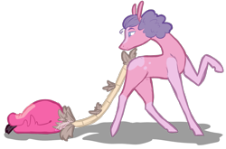Size: 1101x727 | Tagged: safe, artist:viking3ggs, imported from derpibooru, oc, oc only, original species, plant pony, pony, :p, augmented, augmented tail, closed species, looking back, plant, raised hoof, simple background, tail, tongue out, transparent background