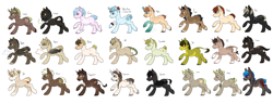 Size: 6000x2300 | Tagged: safe, artist:royvdhel-art, imported from derpibooru, oc, oc only, earth pony, pony, unicorn, base used, earth pony oc, group, horn, male, simple background, stallion, story included, unicorn oc, white background