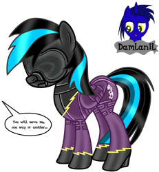 Size: 3840x4154 | Tagged: safe, artist:damlanil, imported from derpibooru, oc, oc only, oc:nightlight aura, pegasus, pony, bdsm, blindfold, bondage, bondage mask, boots, bound wings, catsuit, clothes, collar, commission, corset, costume, female, gag, gimp suit, high heels, high res, hood, hypnogear, implied discord, implied nightmare moon, latex, latex boots, latex suit, mare, mind control, muzzle gag, offscreen character, pegasus oc, rubber, rubber suit, shadowbolt drone, shadowbolts, shadowbolts costume, shiny, shiny mane, shoes, show accurate, simple background, socks, solo, speech bubble, story, thigh highs, transparent background, vector, wings