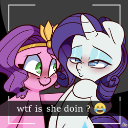 Size: 1500x1500 | Tagged: safe, artist:lou, imported from derpibooru, pipp petals, rarity, pegasus, pony, unicorn, adorapipp, cute, duckface, duo, female, g5, mlp fim's eleventh anniversary, my little pony: a new generation, selfie