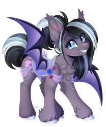 Size: 1920x2313 | Tagged: safe, artist:pvrii, imported from derpibooru, oc, oc only, oc:candlewick, bat pony, pony, female, mare, simple background, solo, transparent background