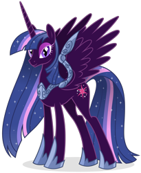 Size: 3580x4370 | Tagged: safe, artist:cirillaq, imported from derpibooru, twilight sparkle, alicorn, pony, female, high res, looking at you, mare, nightmare twilight, nightmarified, simple background, smiling, smiling at you, solo, spread wings, transparent background, twilight sparkle (alicorn), wings