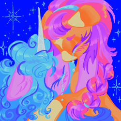 Size: 2000x2000 | Tagged: safe, artist:webkinzworldz, imported from derpibooru, izzy moonbow, sunny starscout, earth pony, pony, unicorn, spoiler:my little pony: a new generation, angst, blushing, crying, eyebrows, eyes closed, female, g5, high res, hug, implied shipping, izzyscout, kissing, lesbian, mare, my little pony: a new generation, shipping, simple background