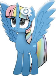 Size: 1212x1643 | Tagged: safe, artist:lincolnbrewsterfan, derpibooru exclusive, imported from derpibooru, oc, oc only, oc:watched, alicorn, pony, derpibooru, rainbow roadtrip, .svg available, alicorn oc, derpibooru ponified, female, full body, gray eyes, hairclip, horn, mare, meta, multicolored mane, multicolored tail, ponified, simple background, smiling, solo, spread wings, standing, svg, tail, three quarter view, transparent background, vector, wings