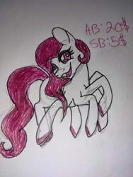 Size: 3120x4160 | Tagged: safe, artist:egodeath, imported from derpibooru, oc, oc only, monster pony, pony, spider, adoptable, bid, paper, pencil drawing, red eyes, solo, spider-pony, traditional art
