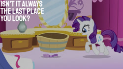 Size: 1280x720 | Tagged: safe, edit, edited screencap, editor:quoterific, imported from derpibooru, screencap, rarity, pony, unicorn, lesson zero, season 2, carousel boutique, female, mare, open mouth, open smile, smiling, solo