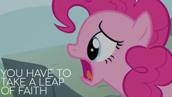 Size: 1280x720 | Tagged: safe, edit, edited screencap, editor:quoterific, imported from derpibooru, screencap, pinkie pie, earth pony, pony, feeling pinkie keen, season 1, female, mare, open mouth, solo