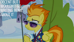 Size: 1280x720 | Tagged: safe, edit, edited screencap, editor:quoterific, imported from derpibooru, screencap, spitfire, pegasus, pony, season 3, wonderbolts academy, female, mare, solo, sunglasses