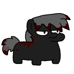 Size: 720x720 | Tagged: safe, artist:fluttershank, imported from derpibooru, oc, oc only, oc:blood stain, earth pony, pony, donut steel, edgy, simple background, solo, squatpony, transparent background