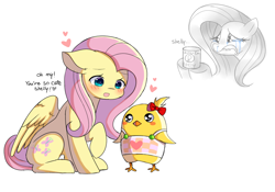 Size: 1000x700 | Tagged: safe, artist:dddreamdraw, imported from derpibooru, fluttershy, bird, chicken, pegasus, pony, blushing, can, can your pet, crying, duo, female, open mouth, runny nose, simple background, teary eyes, this ended in tears, vannamelon, white background