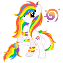 Size: 818x820 | Tagged: safe, artist:madlilon2051, imported from derpibooru, oc, oc only, earth pony, pony, base used, bipedal, bracelet, eyelashes, female, full body, heterochromia, jewelry, multicolored hair, multicolored tail, rainbow hair, rainbow tail, rearing, show accurate, simple background, smiling, solo, tail, transparent background