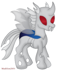 Size: 616x704 | Tagged: safe, artist:madlilon2051, imported from derpibooru, oc, oc only, changeling, changeling oc, fangs, red eyes, simple background, solo, transparent background, white changeling