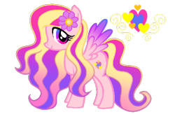 Size: 615x402 | Tagged: safe, artist:madlilon2051, imported from derpibooru, oc, oc only, pegasus, pony, base used, female, flower, flower in hair, full body, gradient eyes, mare, multicolored mane, multicolored tail, pegasus oc, show accurate, simple background, smiling, solo, spread wings, standing, tail, transparent background, wings