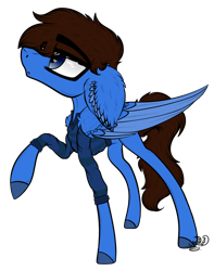 Size: 1450x1843 | Tagged: safe, artist:beamybutt, imported from derpibooru, oc, oc only, pegasus, pony, clothes, colored hooves, ear fluff, looking up, male, pegasus oc, raised hoof, simple background, stallion, transparent background, wings