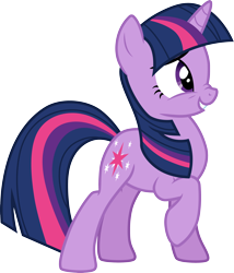 Size: 3000x3508 | Tagged: safe, artist:cloudy glow, imported from derpibooru, twilight sparkle, pony, unicorn, the crystal empire, .ai available, cute, female, full body, high res, horn, mare, multicolored mane, multicolored tail, nose wrinkle, purple eyes, raised hoof, simple background, smiling, solo, standing, tail, transparent background, twiabetes, unicorn twilight, vector