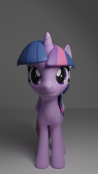 Size: 1080x1920 | Tagged: safe, artist:charismatic pony, imported from derpibooru, twilight sparkle, alicorn, pony, 3d, blender, female, revamped ponies, simple background, solo, standing, twilight sparkle (alicorn)