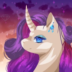 Size: 1280x1280 | Tagged: safe, artist:brot-art, imported from derpibooru, rarity, pony, unicorn, curved horn, female, horn, profile, solo