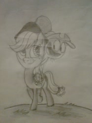 Size: 1280x1707 | Tagged: safe, artist:night-waker, imported from derpibooru, applejack, crossover, friendshipping, hat, hat swap, traditional art, wander (wander over yonder), wander over yonder