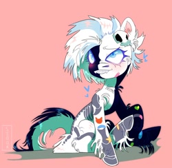 Size: 2000x1952 | Tagged: safe, artist:sydak, imported from derpibooru, oc, oc only, earth pony, pony, bandaid, bodypaint, bone, fangs, female, glowing, glowing eyes, mare, simple background, skeleton, skull, solo