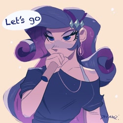 Size: 2048x2048 | Tagged: safe, artist:dreamz, imported from derpibooru, rarity, equestria girls, bra, bra strap, clothes, ear piercing, earring, female, high res, jewelry, let's go, meme, microphone, piercing, ponified meme, saweetie, solo, underwear