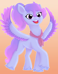 Size: 960x1224 | Tagged: safe, artist:c-the-bad-girl, imported from derpibooru, oc, oc only, oc:chirpy eyewitness, pegasus, pony, female, g5, gradient background, my little pony: a new generation, open mouth, pegasus oc, simple background