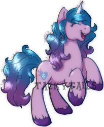 Size: 722x881 | Tagged: safe, artist:tackytails, imported from derpibooru, izzy moonbow, pony, unicorn, backwards cutie mark, eyes closed, female, g5, glowing, glowing horn, horn, my little pony: a new generation, simple background, solo, transparent background