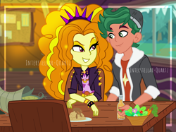 Size: 1912x1432 | Tagged: safe, artist:interstellar-quartz, imported from derpibooru, adagio dazzle, timber spruce, equestria girls, clothes, female, food, holiday, male, shipping, straight, thanksgiving, timberdazzle