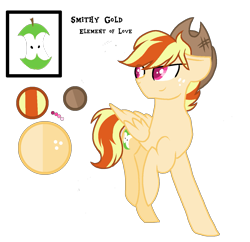 Size: 1361x1318 | Tagged: safe, artist:gallantserver, imported from derpibooru, oc, oc only, oc:smithy gold, pegasus, pony, magical lesbian spawn, male, offspring, parent:applejack, parent:rainbow dash, parents:appledash, simple background, solo, stallion, transparent background