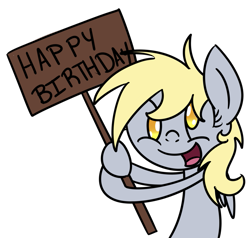 Size: 1149x1096 | Tagged: safe, artist:cuttycommando, imported from derpibooru, derpy hooves, pony, unicorn, female, sign, simple background, solo, transparent background