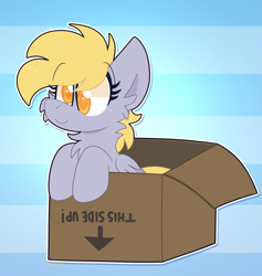 Size: 1585x1670 | Tagged: safe, artist:saveraedae, imported from derpibooru, derpy hooves, pegasus, pony, box, cheek fluff, chest fluff, cute, female, filly, filly derpy, pony in a box, solo, younger