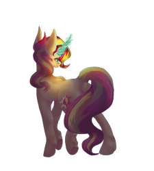 Size: 900x1000 | Tagged: safe, artist:waywardberkian, imported from derpibooru, sunset shimmer, pony, unicorn, butt, female, glowing, glowing horn, horn, plot, simple background, solo, transparent background