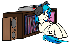 Size: 1811x1127 | Tagged: safe, artist:skydreams, imported from derpibooru, dj pon-3, vinyl scratch, pony, unicorn, eyes closed, female, headphones, mare, record, relaxing, simple background, solo, transparent background, turntable
