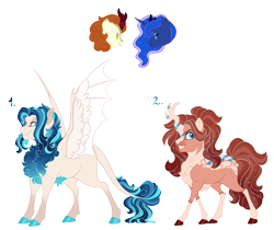 Size: 3179x2672 | Tagged: safe, artist:gigason, imported from derpibooru, autumn blaze, princess luna, oc, oc:celeste, oc:octavia, hybrid, high res, magical lesbian spawn, offspring, parent:autumn blaze, parent:princess luna, simple background, transparent background