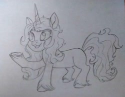 Size: 2796x2184 | Tagged: safe, artist:mjangelvortex, imported from derpibooru, izzy moonbow, pony, unicorn, female, g5, high res, mare, monochrome, my little pony: a new generation, simple background, traditional art