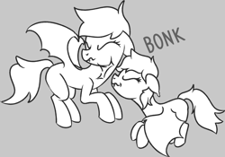 Size: 1615x1131 | Tagged: safe, artist:superderpybot, imported from ponybooru, bat pony, bonk, monochrome, simple background