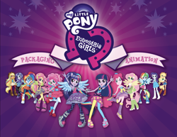 Size: 1400x1081 | Tagged: safe, artist:david corrente, imported from twibooru, applejack, fluttershy, pinkie pie, rainbow dash, rarity, twilight sparkle, equestria girls, rainbow rocks, fall formal outfits, image, logo, mane six, official, official art, png, rainbow rocks outfit, style guide