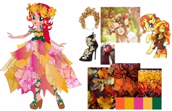 Size: 5100x3300 | Tagged: safe, artist:cimmi cumes, imported from twibooru, sunset shimmer, pony, equestria girls, legend of everfree, concept art, crystal gala, crystal gala dress, flower, flower in hair, human ponidox, image, needs more jpeg, official, photo, self ponidox