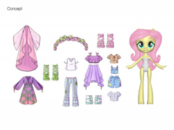 Size: 2134x1600 | Tagged: safe, artist:anabell chu chuntu, imported from twibooru, fluttershy, equestria girls, equestria girls series, accessories, clothes, concept art, doll, fashion squad, image, needs more jpeg, official, simple background, toy, underwear, white background