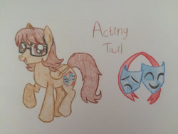 Size: 2828x2121 | Tagged: safe, artist:gibina4ever, imported from derpibooru, oc, oc only, oc:acting tail, pegasus, pony, glasses, high res, pegasus oc, traditional art