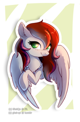 Size: 1260x1920 | Tagged: safe, artist:ghst-qn, imported from derpibooru, oc, oc only, oc:evening prose, pegasus, pony, female, freckles, jewelry, mare, necklace, pearl necklace, solo