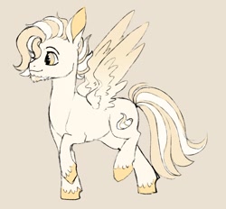 Size: 1042x966 | Tagged: safe, artist:woollyart, imported from derpibooru, oc, oc only, oc:dulce meringue, pegasus, pony, male, simple background, smiling, solo, spread wings, wings