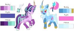 Size: 1639x694 | Tagged: safe, artist:xxgaea, imported from derpibooru, starlight glimmer, trixie, female, headcanon, implied bisexual, implied bluetrix, implied prince blueblood, lesbian, shipping, simple background, startrix, transparent background