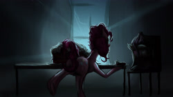 Size: 4424x2489 | Tagged: safe, artist:mixdaponies, imported from derpibooru, pinkie pie, audio drama, chair, flour bag, friendship is tragic (obabscribbler), table