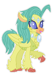 Size: 1220x1735 | Tagged: safe, artist:kurosawakuro, imported from derpibooru, oc, oc only, changeling, hippogriff, hybrid, base used, female, interspecies offspring, offspring, open mouth, open smile, outline, parent:princess skystar, parent:thorax, simple background, smiling, solo, transparent background