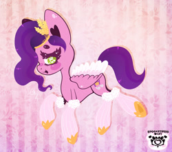 Size: 1600x1415 | Tagged: safe, artist:spookstressadopts, imported from derpibooru, pipp petals, pegasus, pony, clothes, female, g5, jewelry, looking at you, mare, my little pony: a new generation, open mouth, socks, solo