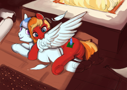 Size: 2048x1448 | Tagged: safe, artist:toisanemoif, imported from derpibooru, oc, oc only, oc:dusty sprinkles, earth pony, pegasus, pony, undead, vampire, vampony, assisted preening, butt, gay, grooming, male, plot, preening, wings